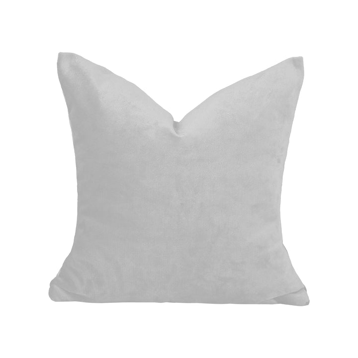  A made to measure cushion cover in white matte velvet, shown with a smooth plush texture and minimal detailing for a premium feel