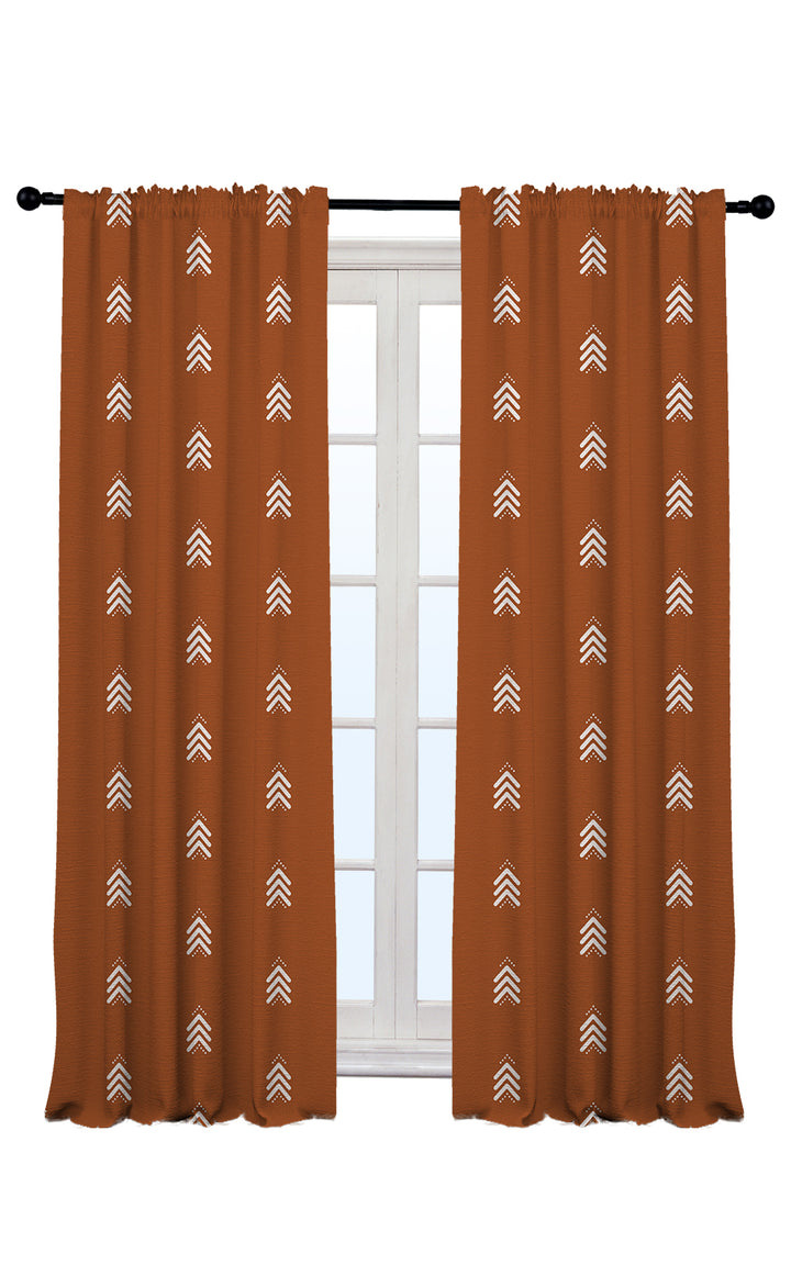 brick curtains with white arrow pattern on a window