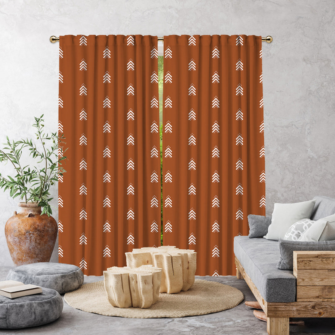 brick arrow patterned made to measure curtains in modern living room UK