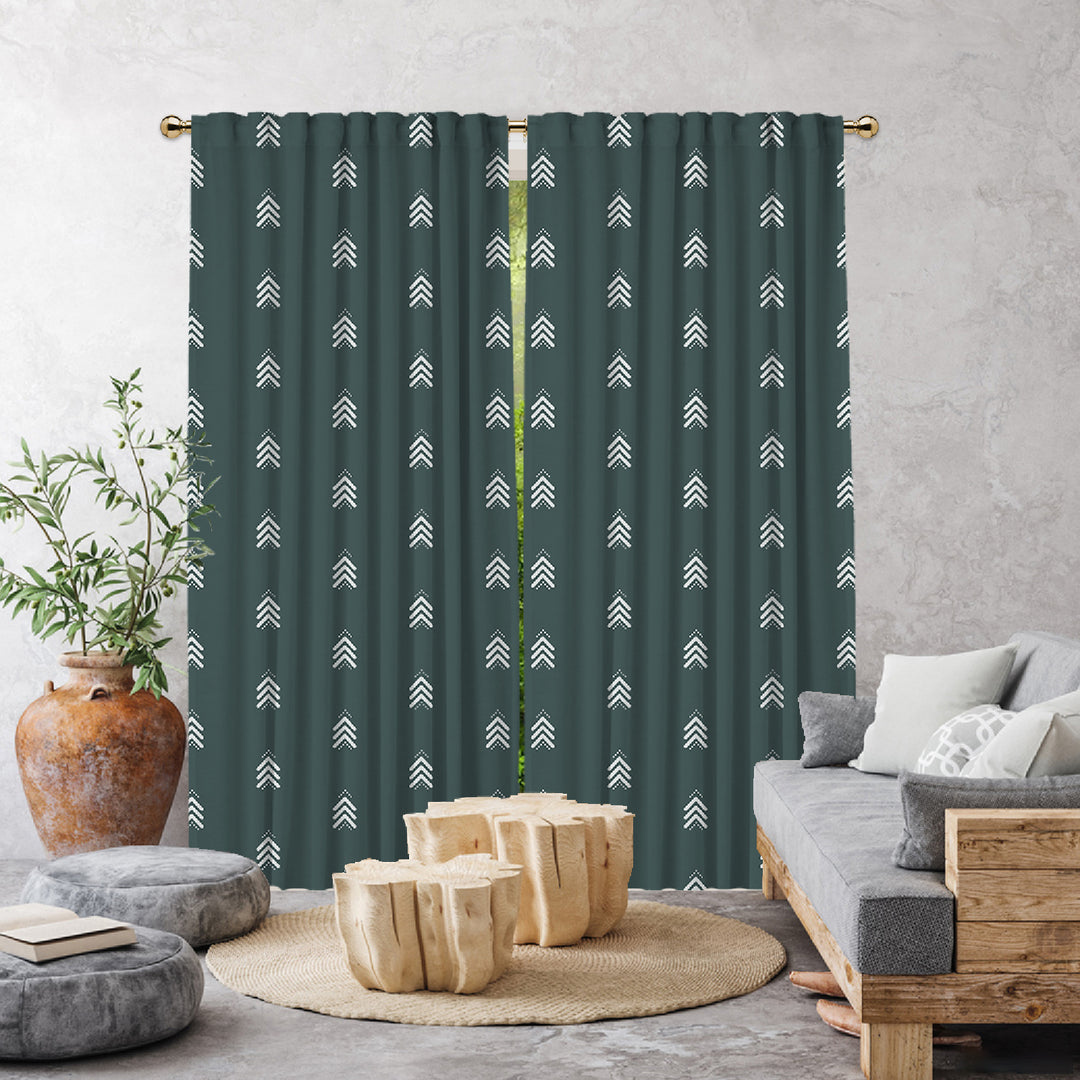 teal arrow pattern boho curtains custom size UK
