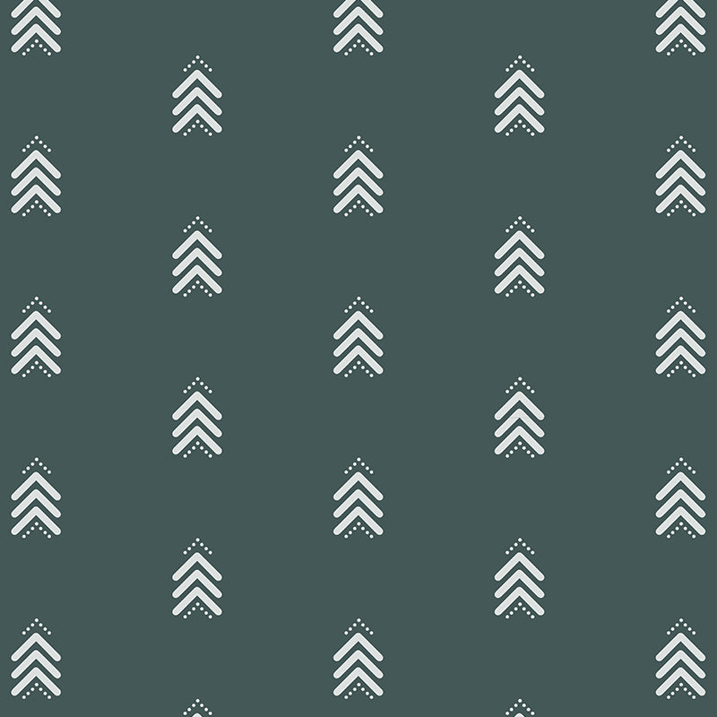 Pattern of white chevron shapes on a deep teal background
