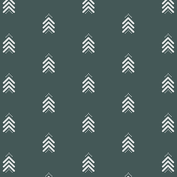 Pattern of white chevron shapes on a deep teal background