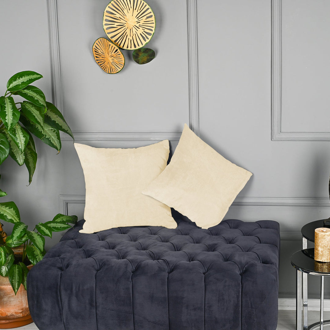 A made to measure cushion cover in soft off‑white matte velvet, shown with a smooth plush texture and neatly tailored edges for a premium finish